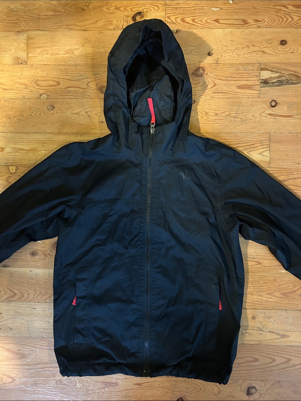 The North Face Kids Black Rain Jacket with Red Trim
